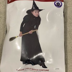 Deluxe Child Witch Costume Size L/14 Black Dress, Hat & Petticoat Worn twice.